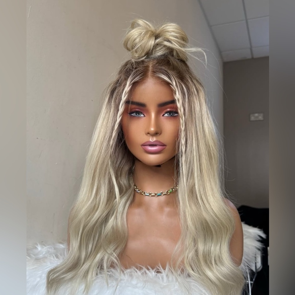 Blonde human hair wig